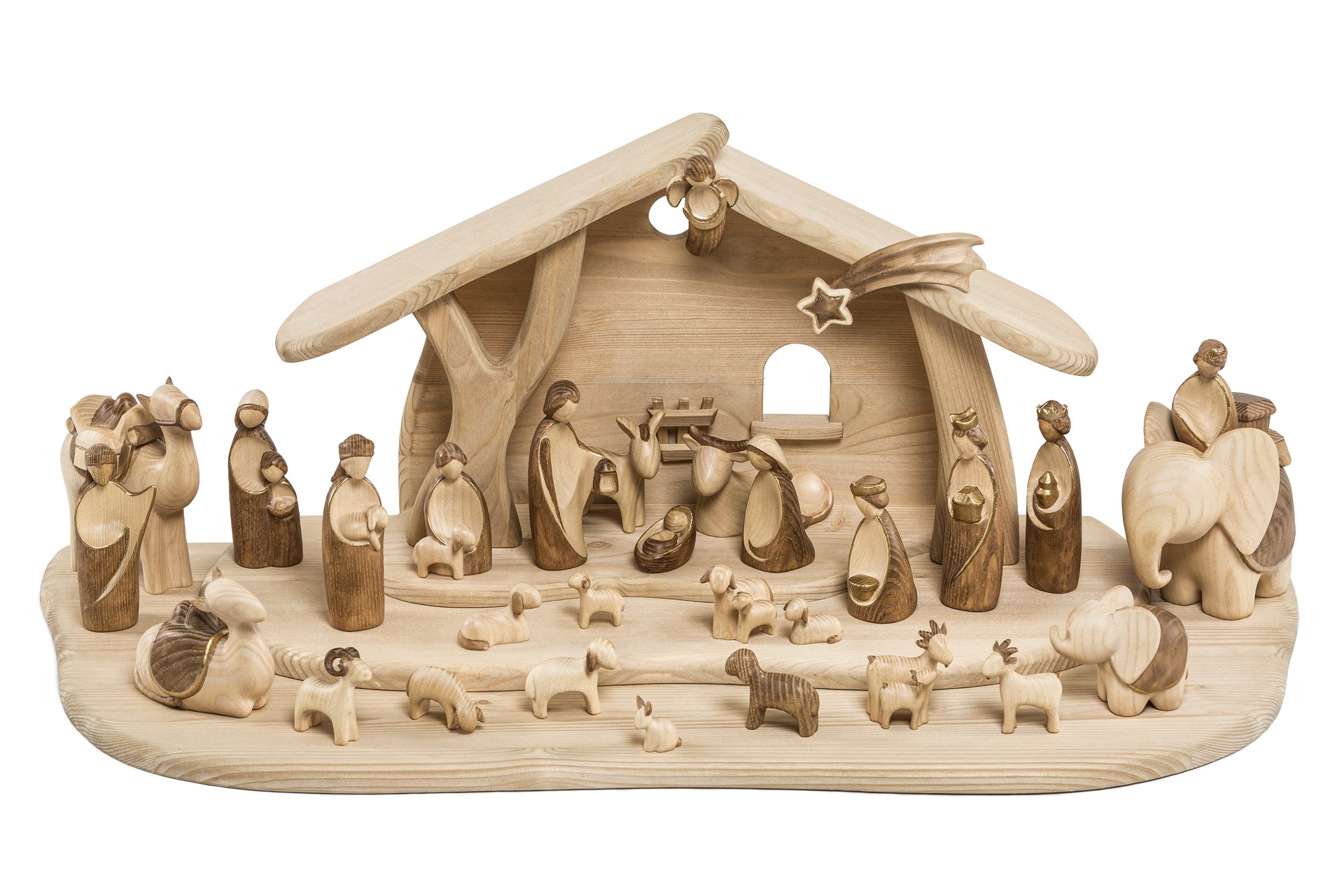 Set 30 pieces with Nativity Stable simple with extension