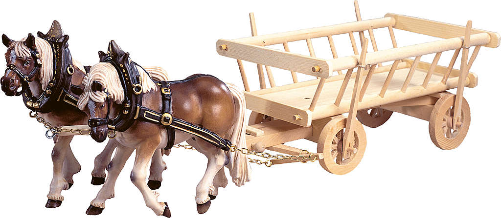 Cavallo in legno d'acero con carro 